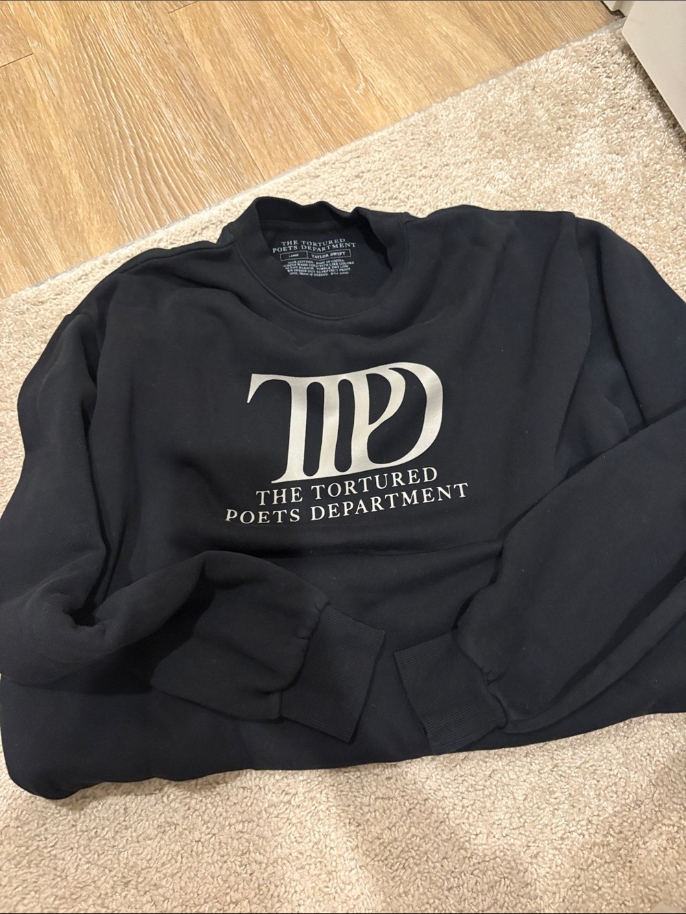 Taylor Swift Black Crewneck Sweatshirt with Silver Logo
